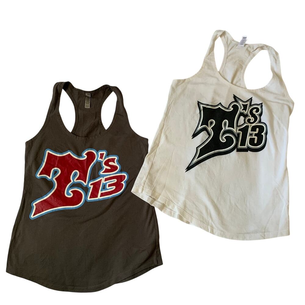Tayor Swift Womens Small Lot of 2 T’s 13 Tank Top Gray White Cotton Racerback